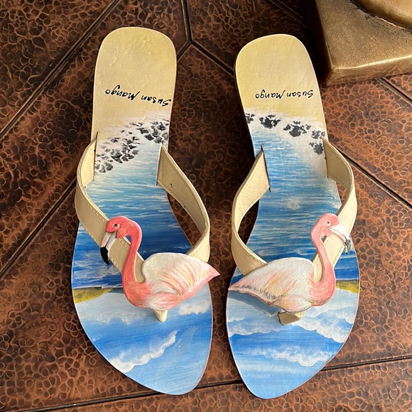 SUSAN MANGO FLAMINGO SANDALS SZ L - Picture 4 of 7
